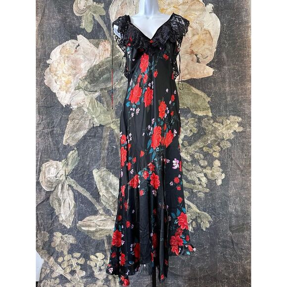 NWT Free People Warm Hearts Floral Lace Neckline Asymmetrical Midi Dress Xs - Picture 8 of 10